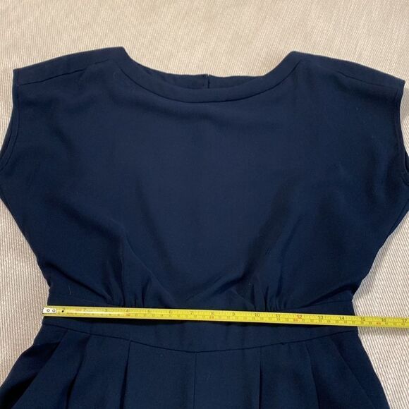 ELIZA J  Jumpsuit Cap Sleeve Wide Leg pockets back zip closure navy women size 4 - Picture 11 of 16